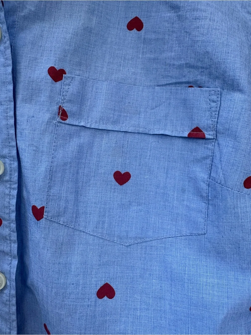 J. Crew Light Blue Heart-Print Button-Down Shirt Women’s Size XS NWOT